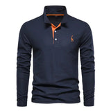 Klassiek Heren Poloshirt met Lange Mouwen - Felix – Dunkelblau