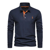 Langärmliges Poloshirt für Herren – Marineblau
