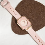 Silikonarmbanduhr Elegant Für Frauen – Pearl Luxus, Schockresistent, Quarz-Uhrwerk, 38.5mm – Rosa
