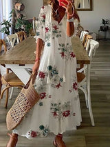 Coris - Figurschmeichelndes Boho-Kleid – Weiß