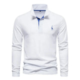 Klassisches langärmliges Poloshirt für Herren – Weiß