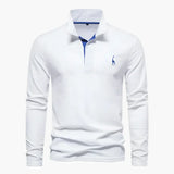 Klassisches Herren-Poloshirt mit langen Ärmeln – vielseitige Eleganz und Komfort – Weiß