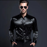 Herrenhemd im glänzenden Business-Stil – Schwarz