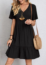 Lorene – Elegantes Bauch Schmeichelhaft Kleid – Schwarz
