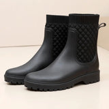 Gesteppte Schlupfgummistiefel für Damen | Perfekt für Outdoor-Aktivitäten – Schwarz