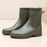 Gesteppte Schlupfgummistiefel für Damen | Perfekt für Outdoor-Aktivitäten – Grün