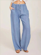 Vivienne | Baumwoll-Leinen-Hose – Hellblau