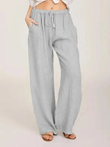 Vivienne | Baumwoll-Leinen-Hose – Hellgrau