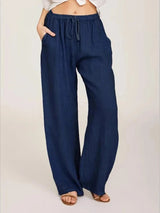 Vivienne | Baumwoll-Leinen-Hose – Marineblau
