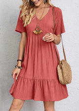 Lorene – Elegantes Bauch Schmeichelhaft Kleid – Rot