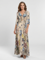 Margaret | Maxikleid mit drei Viertel Ärmeln und floralem Muster – Floral