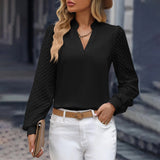 Karin | Anspruchsvolle Chiffonbluse mit transparenten Ärmeln – schwarz