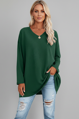 Vesperina | Damen V-Ausschnitt Langarmshirt – Grün