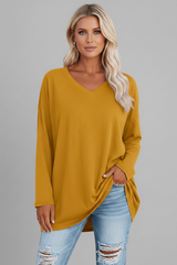 Vesperina | Damen V-Ausschnitt Langarmshirt – Gelb