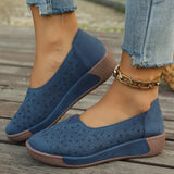 Viktoria | Damen Plateau Loafer mit Lochperforation – Blau