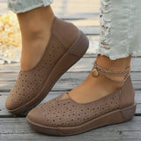 Viktoria | Damen Plateau Loafer mit Lochperforation – Braun