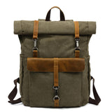 ZÜRICH | Retro Segeltuch-Rucksack – Armee-grün