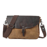 Bregenz™ - Handgefertigte Vintage Crossbody Tasche aus Wachsgeschichtetem Baumwoll-Canvas & Leder – Khaki