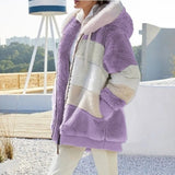 Andrea | Winterjacke mit Kapuze und Reißverschluss – Fliederstreifen