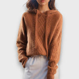 Valenne – Kapuzenpullover mit Zopfmuster – Braun