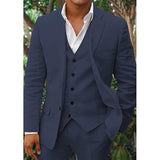 Herren Set | Dreiteilig mit Blazer, Weste und Hose – Marineblau