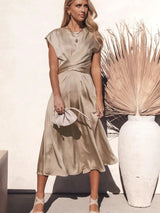 Ophiria – Elegantes Satin-Midikleid – Beige