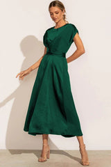 Ophiria – Elegantes Satin-Midikleid – Grün