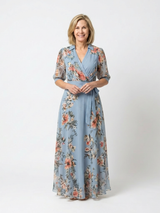 Elowen | Florales Wickel-V-Ausschnitt Maxikleid – Floral