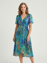Zafrina | Midi-Kleid mit abstraktem Muster – Floral