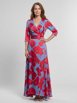 Danielle | Dreiviertelarm V-Ausschnitt Blumen Maxi Kleid – Blumen