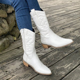 Mahalia – Stylische Cowboystiefel aus Leder – Weiß