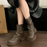 Elisheva | Stylische Western Cowgirl Boots mit Chunky Absatz – Khaki
