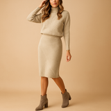 Damenkleid in Midilänge | Für die Wintersaison – Aprikose