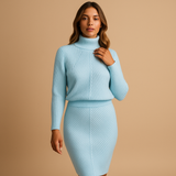 Damenkleid in Midilänge | Für die Wintersaison – Himmelblau