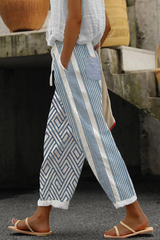 Airish - Casual Unique Printed Button Pocket Pants – Wathet Blau