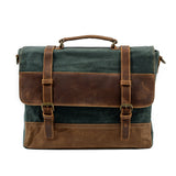 Mokalo™ Messenger Bag Aus Gewachstem Canvas & Leder – Unisex Umhängetasche Für Laptop & Alltag – Smaragd