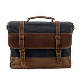 Mokalo™ Messenger Bag Aus Gewachstem Canvas & Leder – Unisex Umhängetasche Für Laptop & Alltag – Schwarz