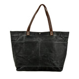 Bovec™ - Gewachste Canvas Schultertasche Mit Ledergriffen, Vintage-Design, 27L, Unisex – Schwarz