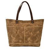 Bovec™ - Gewachste Canvas Schultertasche Mit Ledergriffen, Vintage-Design, 27L, Unisex – Khaki