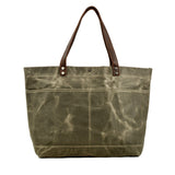 Bovec™ - Gewachste Canvas Schultertasche Mit Ledergriffen, Vintage-Design, 27L, Unisex – Armeegrün