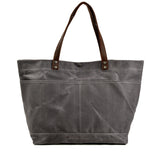 Bovec™ - Gewachste Canvas Schultertasche Mit Ledergriffen, Vintage-Design, 27L, Unisex – Grau