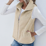 Kuschelige Weste für Damen | Mit Reißverschluss – Khaki