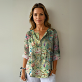 Addison | Blumenmuster Knotenverschluss Bluse – Grün