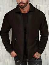 Retrotextur vintage-reißverschlussjacke für herren – Schwarz