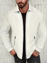 Retrotextur vintage-reißverschlussjacke für herren – Weiß