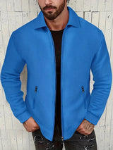 Retrotextur vintage-reißverschlussjacke für herren – Blau