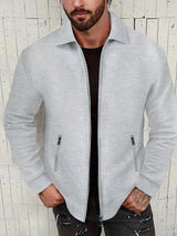 Retrotextur vintage-reißverschlussjacke für herren – Grau