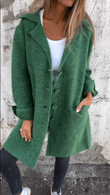 Ivanka | Langer Mantel mit Manschetten im Casual-Look – Grün