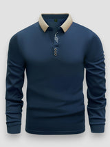 Ramesh - Langarm Polo Hemd – Marineblau