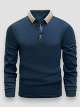 Arlixon - leichtes Langarm-Poloshirt – Marineblau